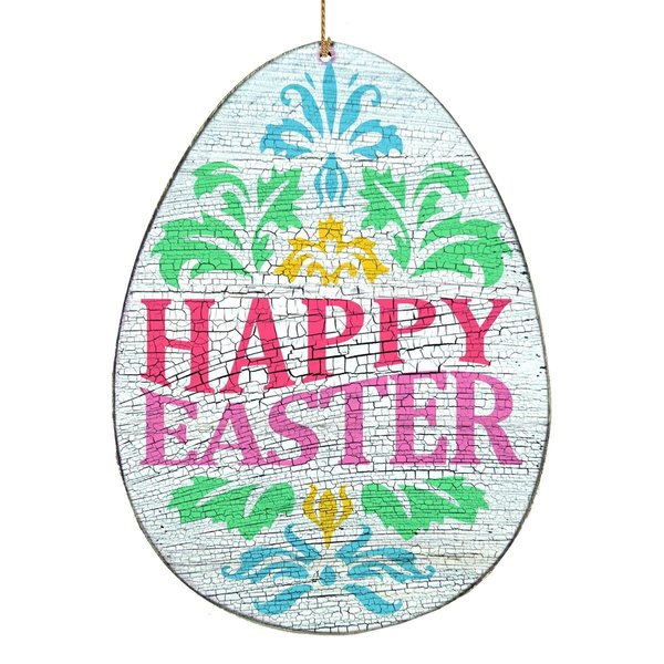 Designocracy Happy Easter Egg Wooden Ornament 99714O
